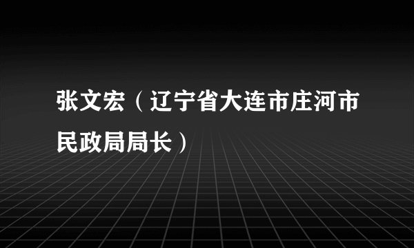 张文宏（辽宁省大连市庄河市民政局局长）