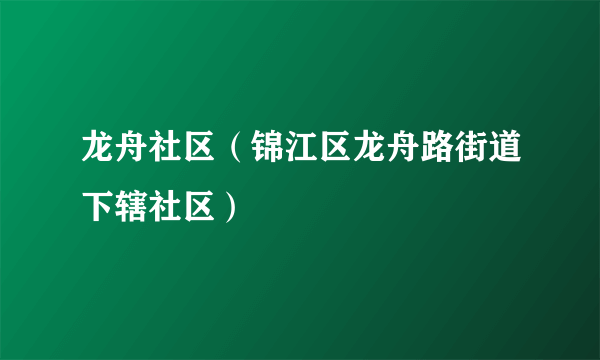 龙舟社区（锦江区龙舟路街道下辖社区）