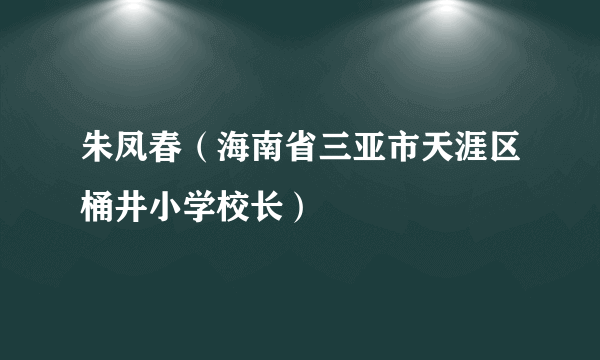 朱凤春（海南省三亚市天涯区桶井小学校长）