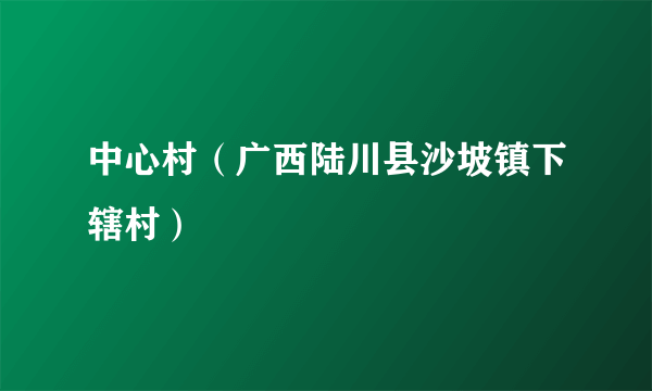 中心村（广西陆川县沙坡镇下辖村）