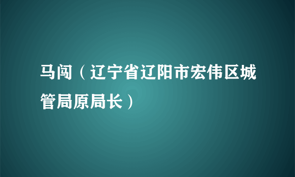 马闯（辽宁省辽阳市宏伟区城管局原局长）