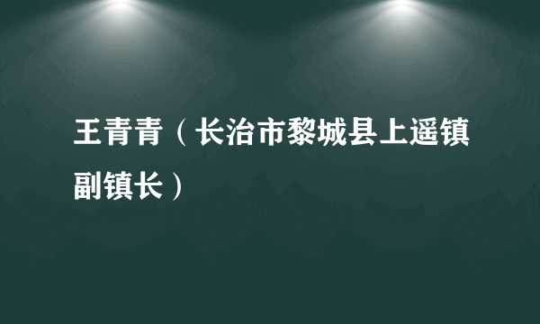 王青青（长治市黎城县上遥镇副镇长）