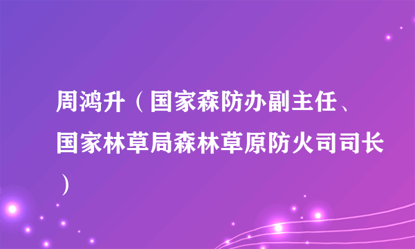 周鸿升（国家森防办副主任、国家林草局森林草原防火司司长）