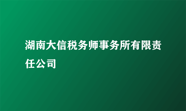 湖南大信税务师事务所有限责任公司