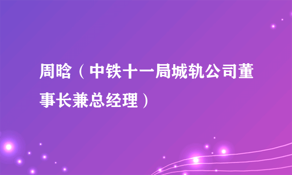 周晗（中铁十一局城轨公司董事长兼总经理）