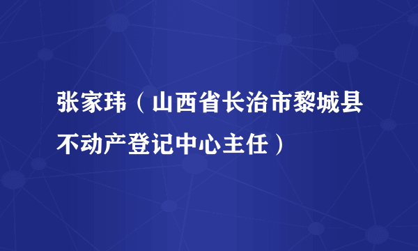 张家玮（山西省长治市黎城县不动产登记中心主任）