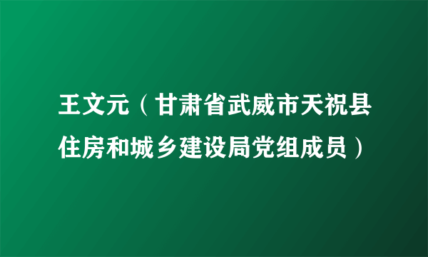 王文元（甘肃省武威市天祝县住房和城乡建设局党组成员）