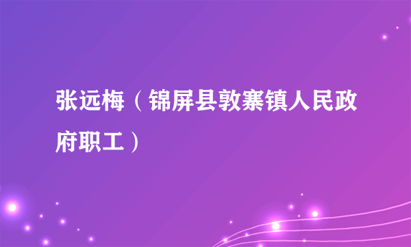 张远梅（锦屏县敦寨镇人民政府职工）