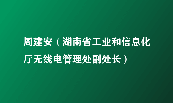 周建安（湖南省工业和信息化厅无线电管理处副处长）