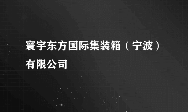 寰宇东方国际集装箱（宁波）有限公司