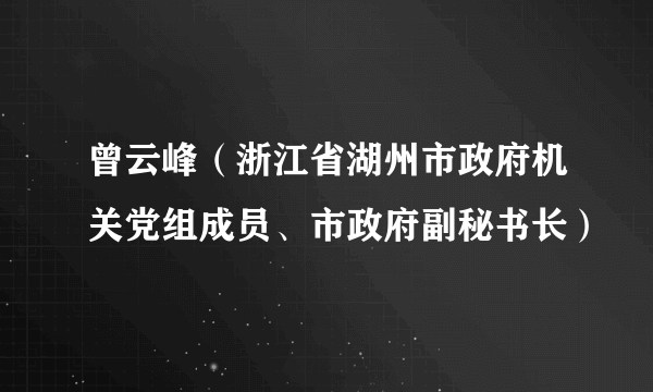 曾云峰（浙江省湖州市政府机关党组成员、市政府副秘书长）