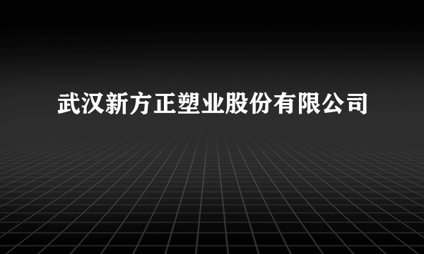 武汉新方正塑业股份有限公司