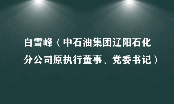 白雪峰（中石油集团辽阳石化分公司原执行董事、党委书记）