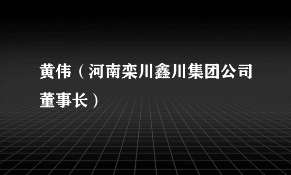 黄伟（河南栾川鑫川集团公司董事长）