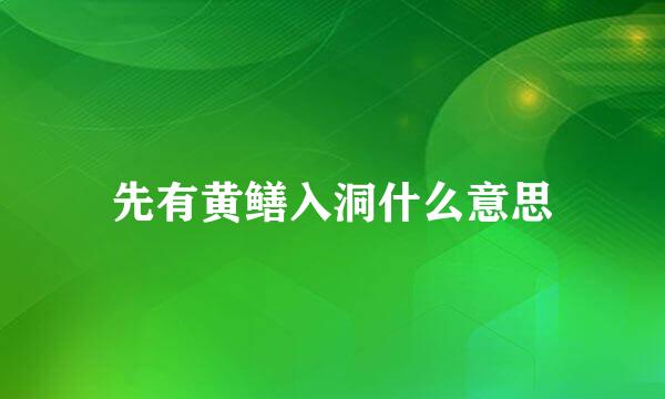 先有黄鳝入洞什么意思