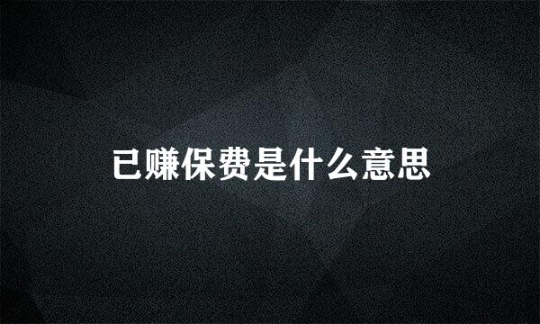 已赚保费是什么意思