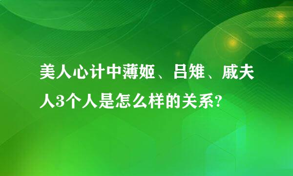 美人心计中薄姬、吕雉、戚夫人3个人是怎么样的关系?