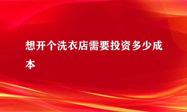 想开个洗衣店需要投资多少成本