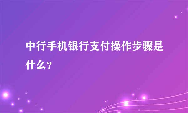 中行手机银行支付操作步骤是什么？