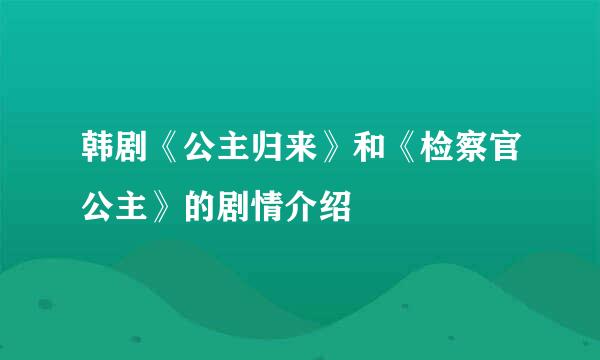 韩剧《公主归来》和《检察官公主》的剧情介绍