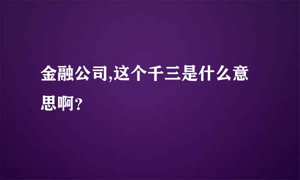 金融公司,这个千三是什么意思啊？