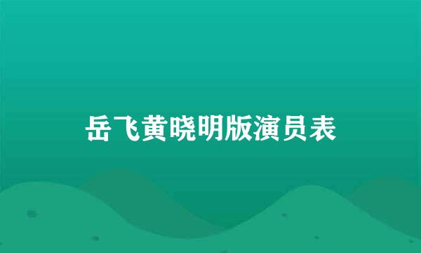 岳飞黄晓明版演员表