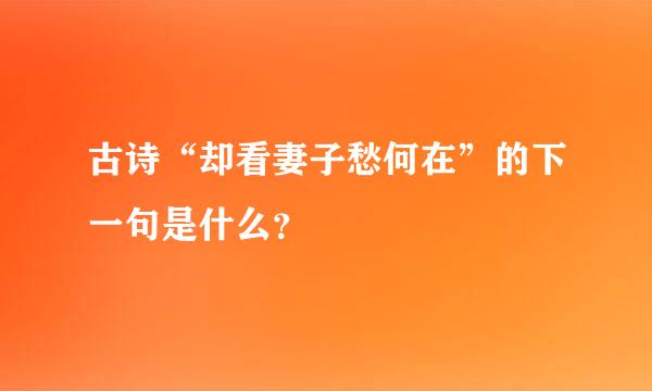 古诗“却看妻子愁何在”的下一句是什么？