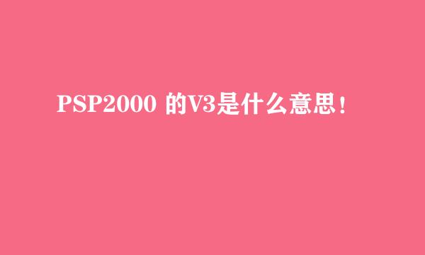 PSP2000 的V3是什么意思！