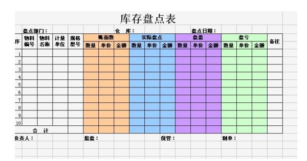 库存盘点表格式