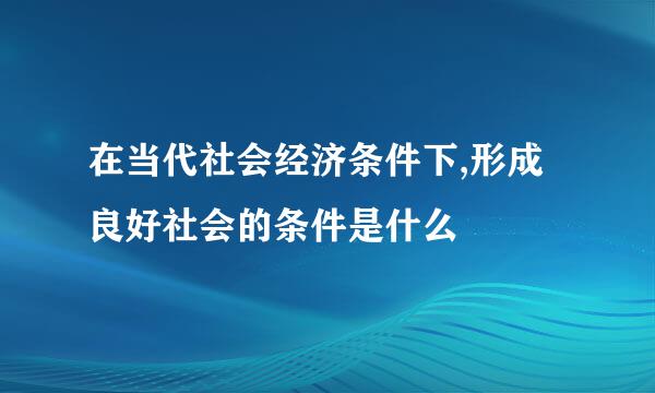 在当代社会经济条件下,形成良好社会的条件是什么