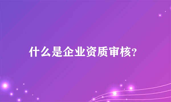 什么是企业资质审核？