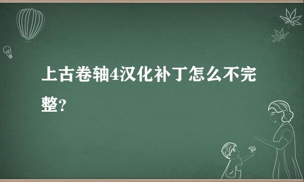 上古卷轴4汉化补丁怎么不完整？