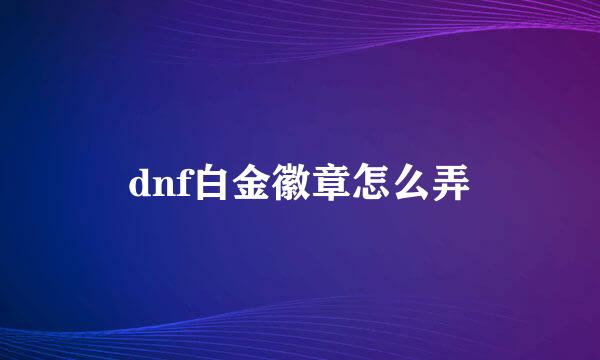 dnf白金徽章怎么弄