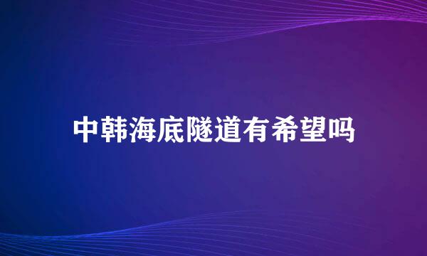 中韩海底隧道有希望吗