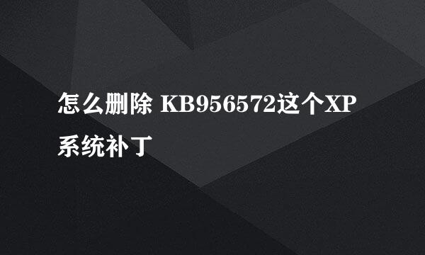 怎么删除 KB956572这个XP系统补丁