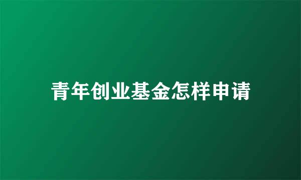 青年创业基金怎样申请