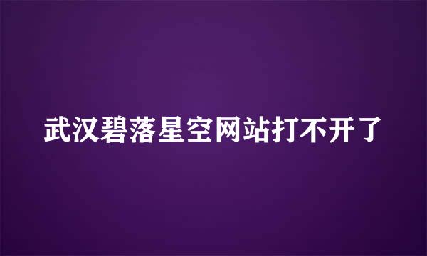 武汉碧落星空网站打不开了