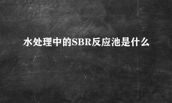 水处理中的SBR反应池是什么