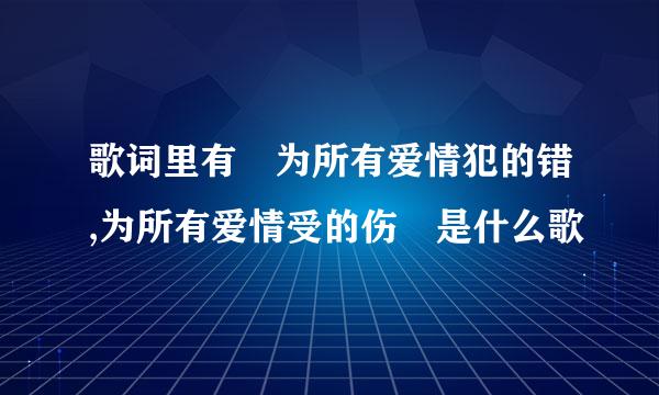 歌词里有 为所有爱情犯的错,为所有爱情受的伤 是什么歌