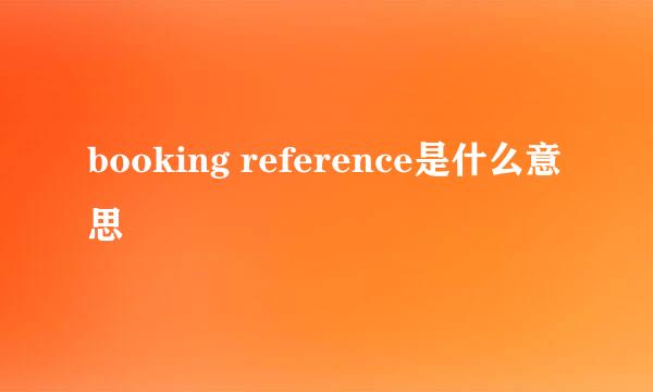 booking reference是什么意思