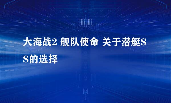 大海战2 舰队使命 关于潜艇SS的选择