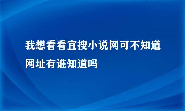 我想看看宜搜小说网可不知道网址有谁知道吗