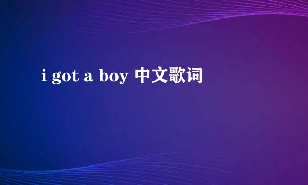 i got a boy 中文歌词