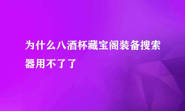 为什么八酒杯藏宝阁装备搜索器用不了了