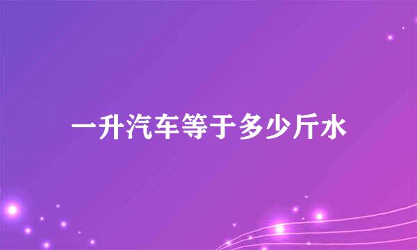 一升汽车等于多少斤水