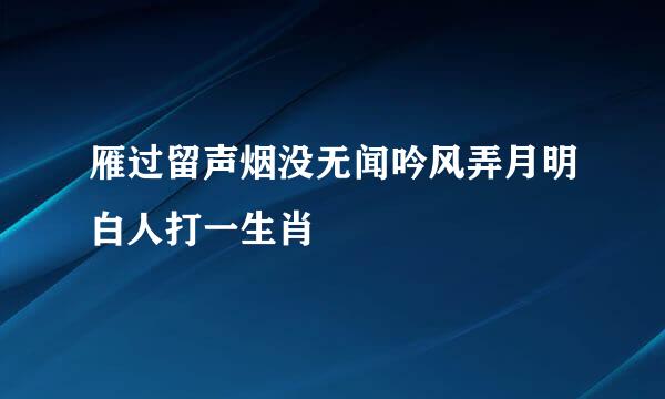 雁过留声烟没无闻吟风弄月明白人打一生肖