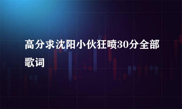 高分求沈阳小伙狂喷30分全部歌词