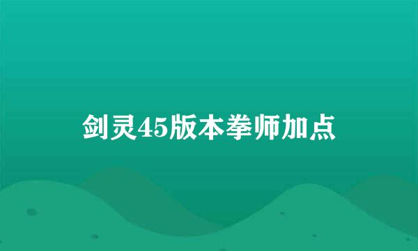 剑灵45版本拳师加点