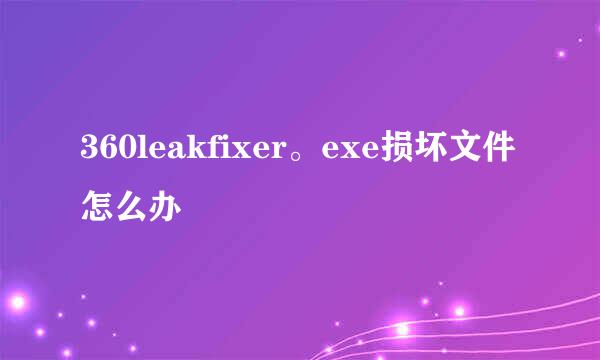 360leakfixer。exe损坏文件怎么办