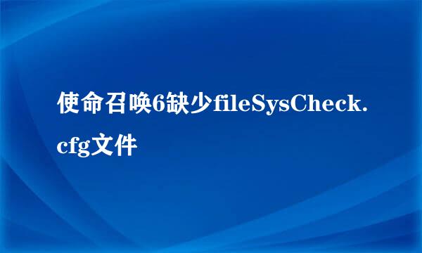 使命召唤6缺少fileSysCheck.cfg文件